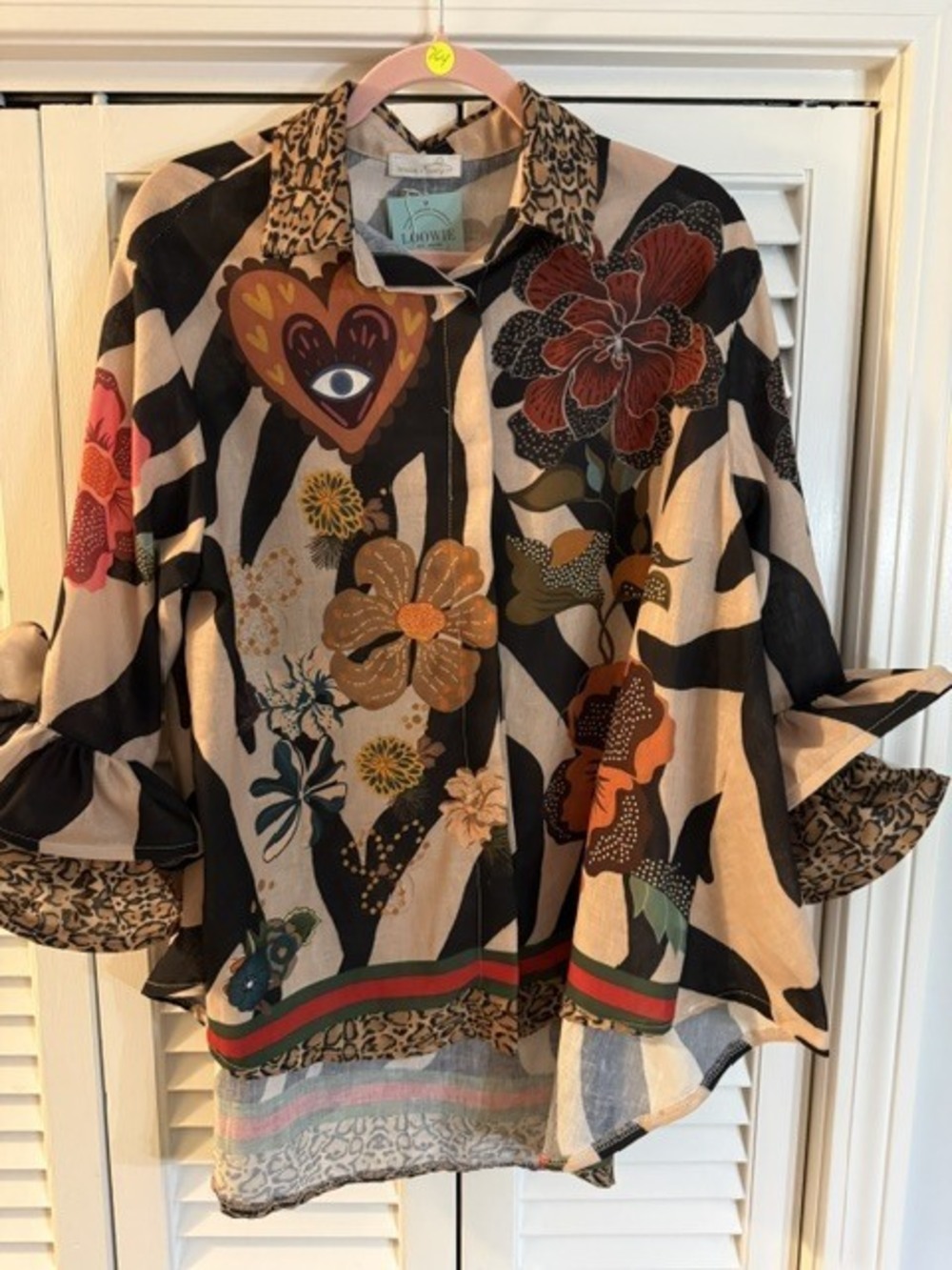 L764 | Loowie Zebra Leopard Floral Mystic Eye | Ruffled Sleeves | One Size S-L